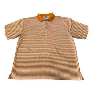 PING MENS GOLF POLO SHIRT -XL- Orange Stripe Polyester PERFORMANCE DYNAMICS